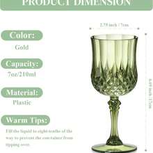 1/3/6/12 Piezas Copas de vino de uva vintage de 7 onzas, copas de champán retro irrompibles y reutilizables (verde oscuro), adecuadas para eventos de Ramadán, bodas, fiestas, cumpleaños, reuniones al aire libre, barbacoas, también excelentes como regalos para seres queridos - Multicolor - Ver 6