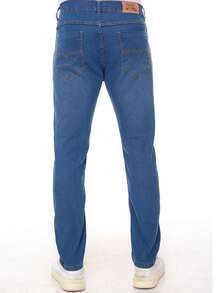 Men's Plus Size Slim Fit Jeans, Sizes 56, 58, 60, Lycra, Cotton And Elastane, Denim Blue - 淺色水洗藍 - 查看 3