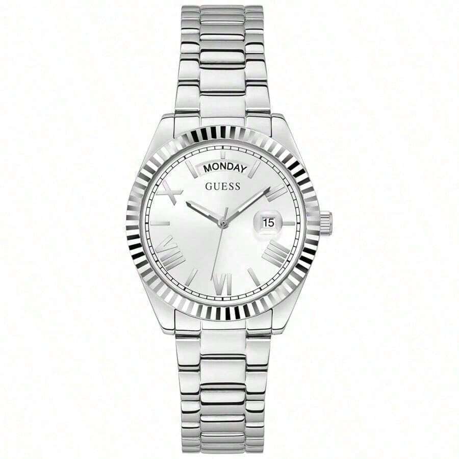 GUESS Women's Quartz Watch, Stainless Steel Strap, Stainless Steel Case, Suitable For Daily Wear, Parties And Other Occasions - GW0308L1 - White and Silver Strap - View 1