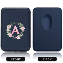 Slim Magnetic Wallet Elastic Magsafe Cardholder Magnet Phone Bag Cover Built In Magnet Designed Cellphone Credit Card Holder Compatible With Apple 16 15 Pro Max Android A-Z Wreath Pattern - Teal Blue - View 26