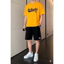 Los Angeles Casual Streetwear Set, 100% Cotton - 黃色 - 查看 2