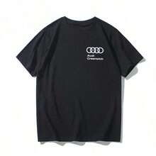 Summer Retro AUDI Audi Racing Motorcycle Tee Printed T-Shirt Summer Men's And Women's Same High-Quality Casual Short-Sleeved Top - màu đen - Xem 1