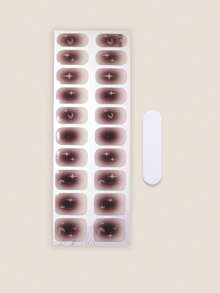 Semi Cured Gel Nail Strips, 20Pcs Long Lasting Salon Quality Wraps, Easy Apply & Remove Gel Nail Stickers With UV Light - Dark Grey - View 3