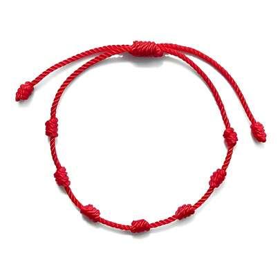 Pulseira Tornozeleira  7 Sete Nós Vermelha Cabala Kabbalah Contra o Mal