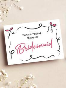 1 pieza Tarjeta de agradecimiento para dama de honor, "Gracias por ser mi dama de honor" Tarjeta de felicitación, Tarjeta de apreciación elegante para boda - multicolor - Ver 3