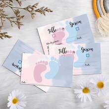 25/50张性别揭晓游戏卡 - 粉色和蓝色墨水脚印设计，男孩或女孩揭晓游戏卡，男孩或女孩投票卡 - 婴儿派对性别投票卡 - 彩色 - 查看 5