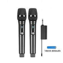 LMBGM 无线可充电麦克风，双通道无线麦克风即插即用，配有 2 个手持麦克风，适用于卡拉 OK、演讲、婚礼等场合。 - 黑色 - 查看 9