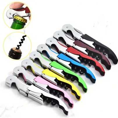 1 Set Professional Sommelier Wine Bottle Opener Kit, Colorful Wine Opener, Multifunctional Beer Bottle Opener, Creative Portable Opener, Suitable For Restaurants, Waiters, Bartenders And Parties, Outdoor, Camping, Great Gift For Father