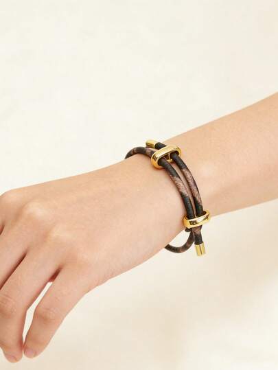 5pcs Leopard Print PU Leather Adjustable Bracelet Cord, High Quality Brass Metal Accessories, Suitable For Daily Wear, DIY Bracelet, Sexy Jewelry Accessory