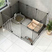 Assembled Pet Fence With Gate Lock, Indoor Small Dog/Cat Barrier, Home Use - Multicolor - View 2