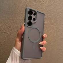 适用于三星 Galaxy A07 A17 S25 FE S24 S23 S22 S21 Ultra Plus A16 A56 A36 A55 A35 的磁吸式无线充电保护壳，磨砂防摔透明硬质后盖 - 灰色 - 查看 4