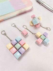 Keyboard Button Adult Toy Keychain - Colorful Metal Rings And Chains, Adult Finger Pressing Novelty Item, Fun Desk Accessory, Portable Mini Pressing Bubble Toy, For Concentration, Mixed-Color Plastic, Relaxation Tool To Enhance Concentration & Reduce Stress - 多色的 - 查看 6