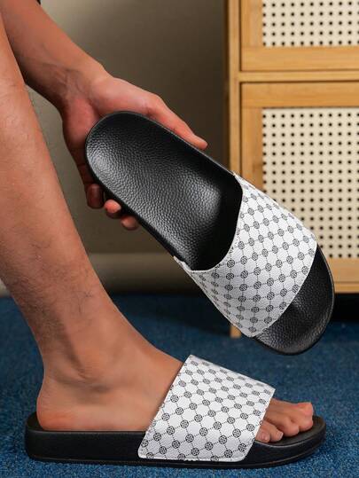 Men's Retro Floral Print Slide Sandals, Thick Sole Soft & Comfortable, Versatile Indoor/Outdoor Slippers, Luxurious Quality Suitable For Daily Wear, Beach & Holiday