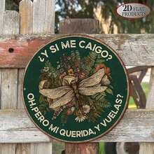 1 pieza Placa metálica redonda de estilo vintage 2D con tema de libélula y flores, adecuada para mejorar la decoración del jardín, balcón, estudio, sala de estar, dormitorio, cafetería - 1 pieza - Ver 8