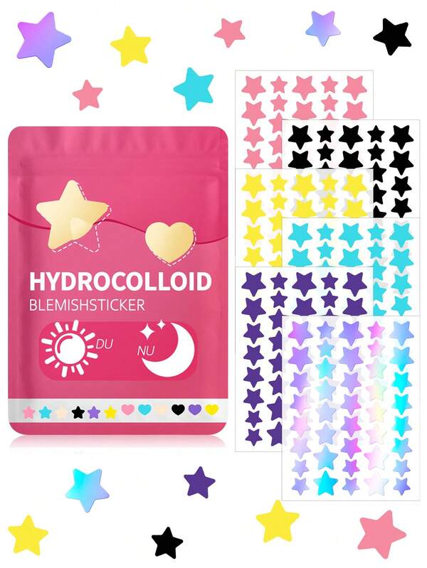 480 parches para el acné - Suaves y no irritantes, cubren eficazmente el acné y las imperfecciones - Parches en forma de estrella de colores variados, impermeables y transpirables, esenciales para el cuidado diario de la piel, portátiles y aptos para viajes, adecuados para fiestas, fotografía, todo tipo de pieles y edades. 240/40 piezas