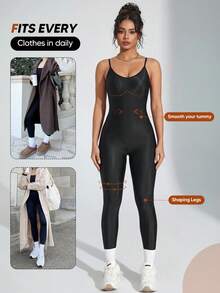 Quần Capri liền thân co giãn cao dây mảnh thời trang nữ - màu đen - Xem 3