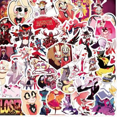 Hazzbin Hotel Stickers, Vinyl Stickers, DIY Stationery Stickers, Cartoon Cute Creative Interesting Waterproof, Candy Stickers, Phone Stickers, For Scrapbooking, Bullet Journals, Notebooks, Crafts, Water Bottles, Guitars, Skateboards, Bicycles, Motorcycles, Helmets, Luggage, Phones, Computers, Back To School Supplies, Winter Goods, Thanksgiving, Christmas, Saudi National Day, Birthdays, Holidays, New Year, Valentine's Day, Gifts For Boyfriends, Girlfriends, Adults