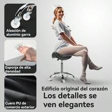 Taburete Ergonómico para Trabajo Prolongado – Diseñado para Peluqueros, Tatuadores, Enfermeras y Dentistas, con Mecanismo Neumático Suave y Base Antideslizante de Acero Reforzado Silla Giratoria sin Respaldo para Entornos Profesionales – Combina Funcionalidad y Higiene: perfecta para dentistas, maquillistas, podólogos, tatuadores y esteticistas en todo el país - Negro - Ver 4