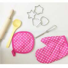 11 piezas Lindo set de hornear para niños - Delantal amigable para niños, moldes y herramientas de hornear - Utensilios de cocina educativos adecuados para niños - Multicolor - Ver 8