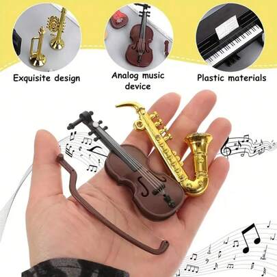 11pcs 1:12 Scale Classical Musical Instrument Model Set - Miniature Resin Piano, Guitar, Violin, Saxophone Models, Suitable For Christmas Party Decor, Creative Display Cabinet, Shooting Props, Dollhouse And Collection Decoration - Resin Models For Dollhouse Home Decor, No Electricity Required, Musical Decor, Playful Design, Detailed Craftsmanship, Mini DIY Components, Suitable For Ages 14+ As Home Decor Accessories