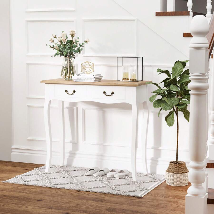 HOMCOM Bench Table - White - View 1