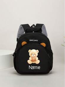Mochila personalizable con cremallera para auriculares y estampado de oso, personalizada con su nombre o información festiva. Adecuada para la escuela, la clase de baile y los viajes. Excelente como regalo de cumpleaños, bolsa de recuerdo, regalo de Navidad o Año Nuevo. Dirección de la cremallera al azar. - Multicolor - Ver 7