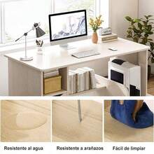 Escritorio moderno de estilo minimalista con dos cajones, escritorio para computadora en casa - Negro - Ver 8