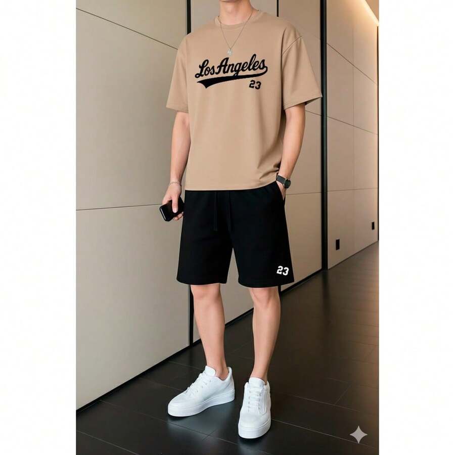 Los Angeles Casual Streetwear Set, 100% Cotton - 米色 - 查看 1