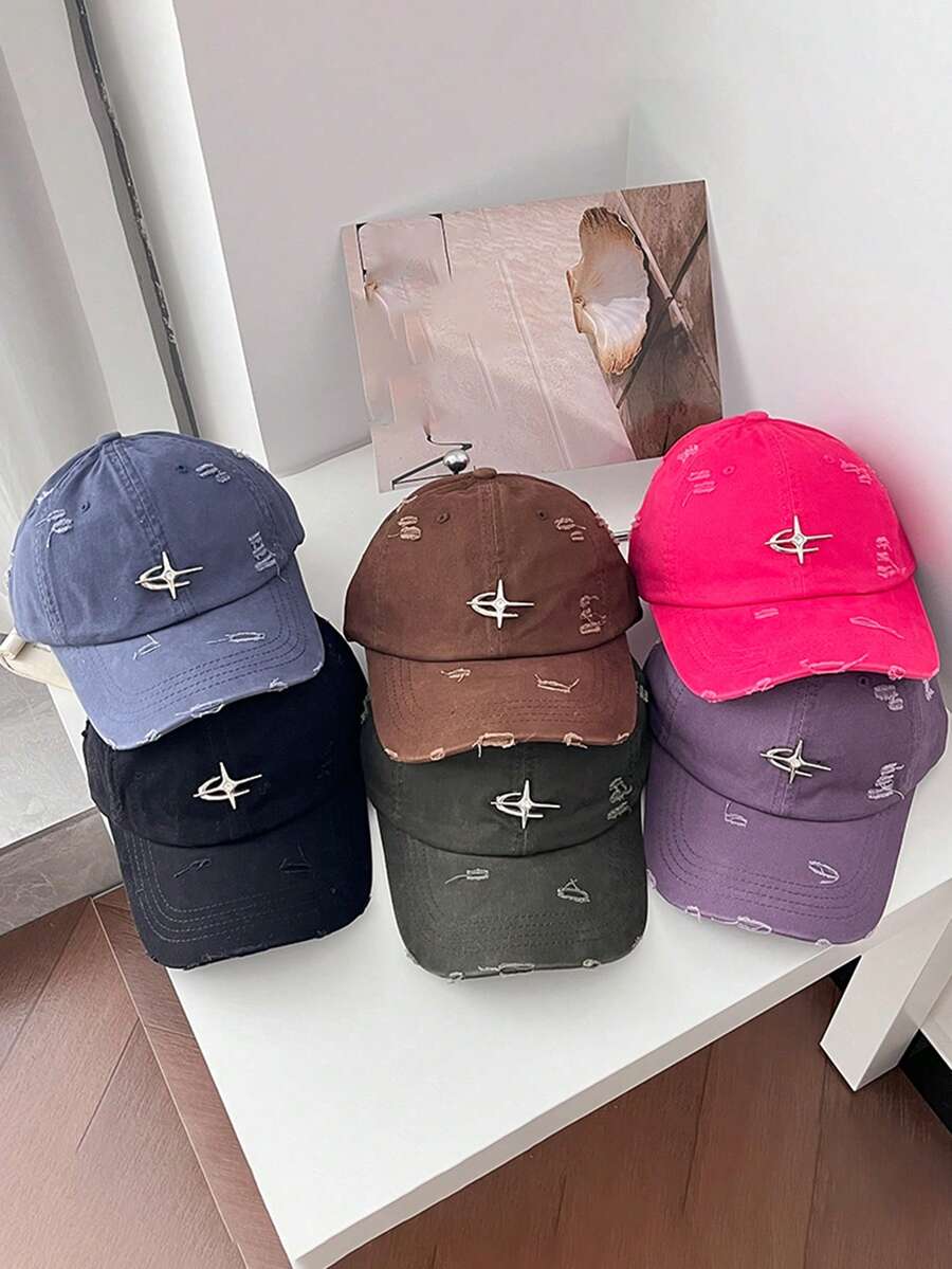 1顶男女通用复古做旧Y2K千禧星系标志棒球帽，户外遮阳帽，百搭休闲街头风弯檐帽，适合日常佩戴 - A - 查看 1