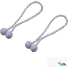 Magnetic Curtain Tiebacks - 2X Decorative Rope Holdbacks - 45cm In Length -, Thick Curtains, Draperies - Homes, Indoor And Outdoor Curtains - Ball Shaped - Grey - View 7