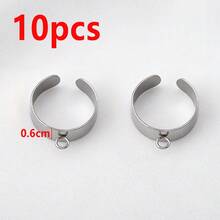 10pcs Stainless Steel Rings With Holes, Open Adjustable Rings, Suitable For DIY Jewelry Making - Ring Setting - View 11