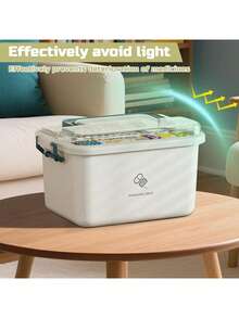 1pc Large Capacity Home Medicine Cabinet, Multi-Layer First Aid Box, Portable Small Medicine Box, Family Carry Medical Kit - Random Color - View 7