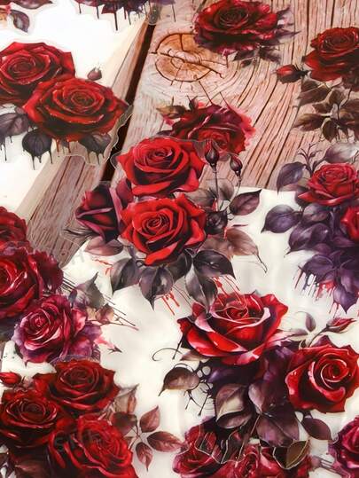 Vintage Rose Floral Stickers, Creative Aesthetic Stickers, DIY Stationery Stickers, Cute & Fun Waterproof Stickers, Suitable For Scrapbooking, Bullet Journals, Notebooks, Crafts, Decorating Water Bottles, Guitars, Skateboards, Bicycles, Motorcycles, Helmets, Luggage, Phones, Computers, Back To School Supplies, Winter Holidays, Thanksgiving, Christmas, Saudi National Day, Birthdays, Festivals, New Year, Valentine's Day, Gifts For Boyfriends, Girlfriends, Adults