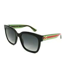 GUCCI Acetate Sunglasses, Black, Green, Red Square Frames, Women's Eyeglass Case - 查看 1
