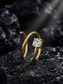 Anillos de nariz de acero inoxidable de moda con un solo piercing y doble aro, joyería de piercing de estilo caliente para señoras - Multicolor - Ver 14