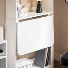 SoBuy Mesa Escritorio Mesa Gaming Plegable para Ordenador Escritorio Pequeño con Estantes de Almacenamiento Standing Desk con Almacenaje Blanco 64x58x145cm FWT92-H-W - Blanco - Ver 9