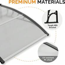Wetterfeste Türvordach-Markise – Haustürabdeckung aus Aluminium und Polycarbonat – Transparente Veranda-Markise mit Mittelstütze – Sonnen- und Regenschutz – Einfache Montage - Transparent 100x150cm - Übersicht 3
