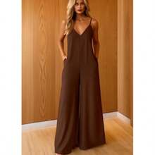 Duna Long Jumpsuit With Wide Legs - 鏽棕色 - 查看 1