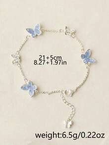 Exquisita pulsera de lujo con mariposa de cristal azul, nueva joyería de moda para mujer, verano 2024 - Morado - Ver 7