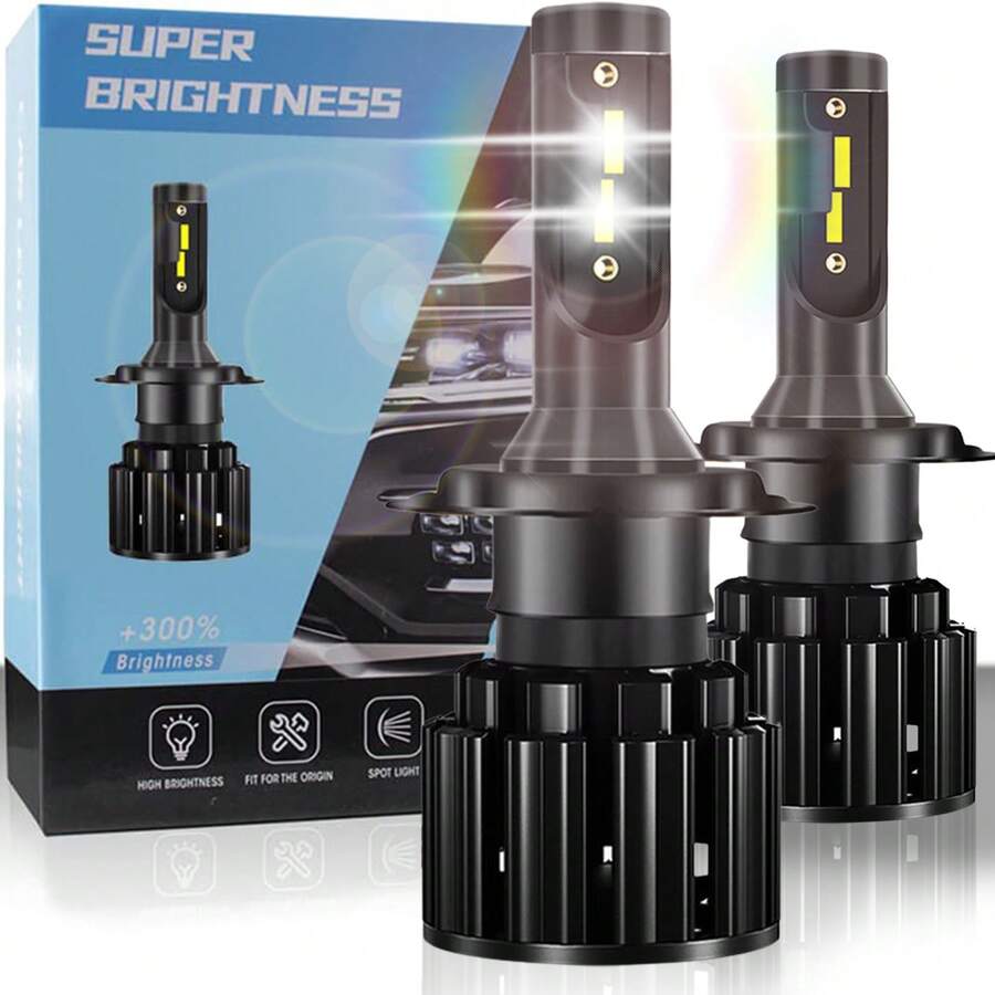 Led Bombillas Faros, Faros para Coche, Kit de Faros Auto Luz Alta y Baja, Kit Conversión Luces Carro, Resistencia al Agua, Haz de Luz Perfecto, Luces Led Antiniebla, 10000LM 50w, 2PK, H4 HB2 9003 H7 9007 HB5 H9 H11 9005 HB3 H10 - H4/HB2/9003 - Ver 1