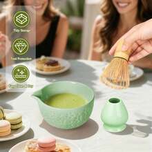 Matcha Whisk Tea Set Kit: Japanese Matcha Kit - Ceramic Bowl Bamboo Whisk Chasen Holder Spoon Measuring Scoop Sifter - Traditional Practical For Tea Ceremony Breakfast Lattes - Home Kitchen Christmas - ColorB - View 6