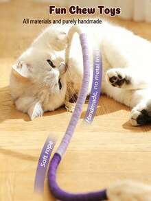 Vibrant Gradient Rope Interactive Cat Toy With Tassel & Rudraksha Bead – Durable Chew & Tease Toy For Kittens & Adult Cats - Multicolor - View 3