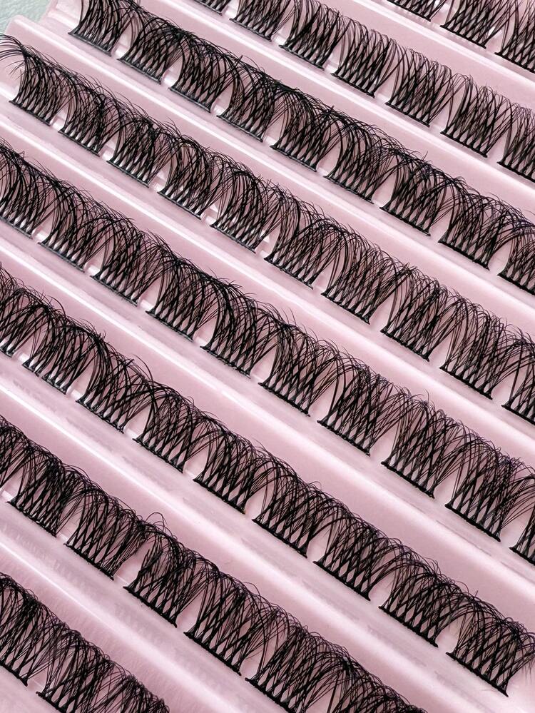 110片D型卷翘簇状假睫毛，自然纤细单根假睫毛，仿貂毛假睫毛，化妆工具，睫毛簇，单根假睫毛，睫毛，假睫毛 - D - 查看 3