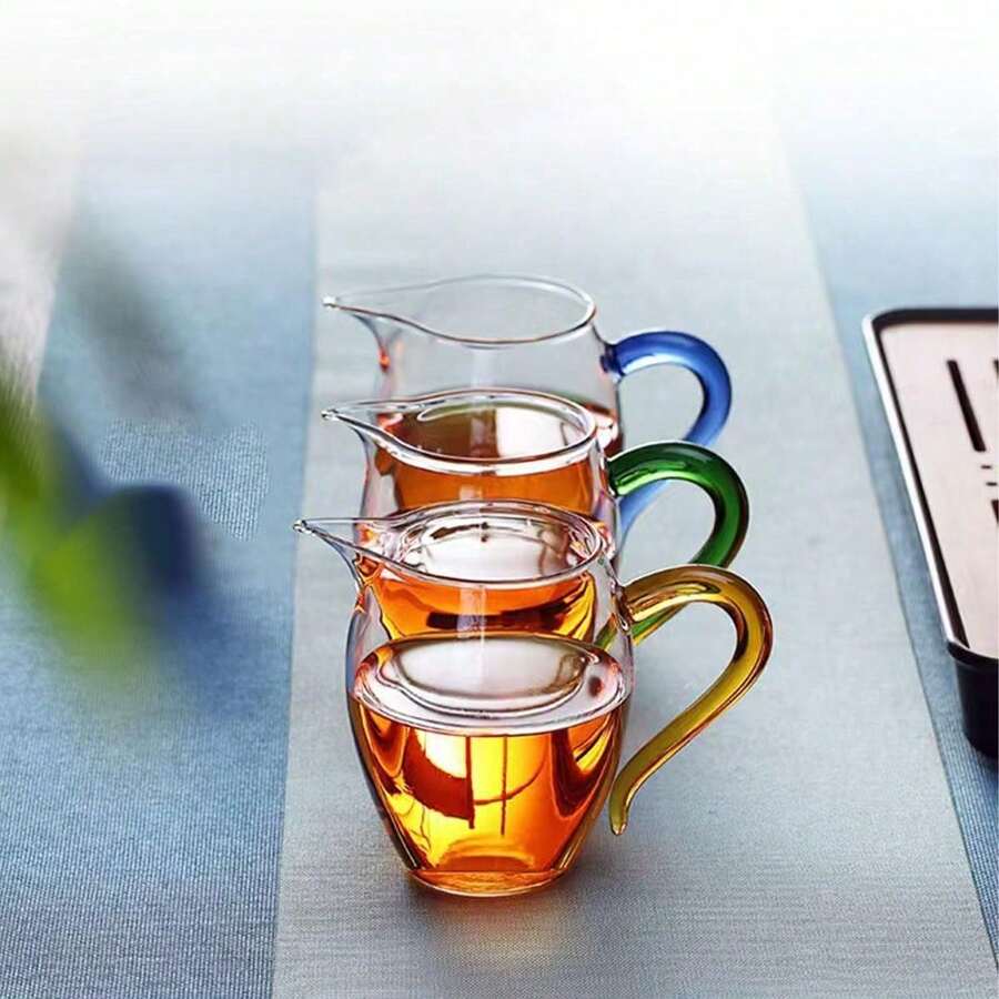 1 pieza Jarra de té de vidrio resistente al calor, divisor de té transparente de borosilicato grueso y alto, gran taza Gongdao para juego de té Kung Fu - Multicolor - Ver 1