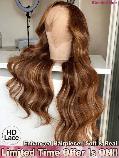 200% 密度真人发 5*5 13*4 波浪卷蕾丝前假发 - 渐变蜂蜜金挑染 4/27 色 蓬松波浪高清透明蕾丝前假发 无胶假发 - 易于佩戴，预先拉直、预先熨烫、预先修剪，巴西原生蕾丝闭合假发，无胶前额假发 - 自然舒适，真人发前额假发，无胶编织假发，适合女性日常佩戴，混合发