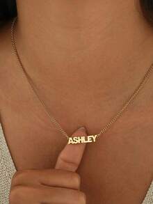 1PC Custom Name Necklace With Curb Chain,Dainty Personalized Name Necklace,Minimalist Name Necklace,Personalized Jewelry Gift,Christmas Gift - Multicolor - View 4