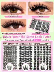 Eimny EIMMY Lash Clusters Kit ,3Style Ultra Lightweight And Comfy, Wispy Fairy Fluffy Eyelash Clusters Anime Cosplay Individual Lash CD Curve 10-16Mm Full Tool Set With Glue, Tweezers, Brushes,Lightweight & Reusable - Multicolor - View 5