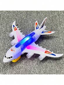 1个空客电动发光音乐飞机闪光通用汽车儿童玩具电动玩具，男孩礼物，圣诞礼物 - 彩色 - 查看 2