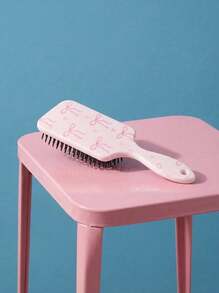 Joivida 1 Pc Bow Comb Pink Leopard Print Comb Fruit Cherry Comb Kawaii Cute Cartoon Compact Air Cushion Massage Comb Hair Brush, Home Use, Home Beauty Women Accessory Gifts, Hair Styling Kit, For Barber Salon Beauty Travel Essentials ,Hair Styling Tools - Butterfly Heart-pink - View 1