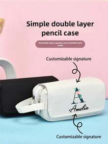 1pc Large Capacity Pencil Case, Customizable Pattern, Text Signature, High-Appearance Stationery Bag, Suitable As Teacher's Gift, Student's Gift, Or Friend's Gift - Multicolor - View 1